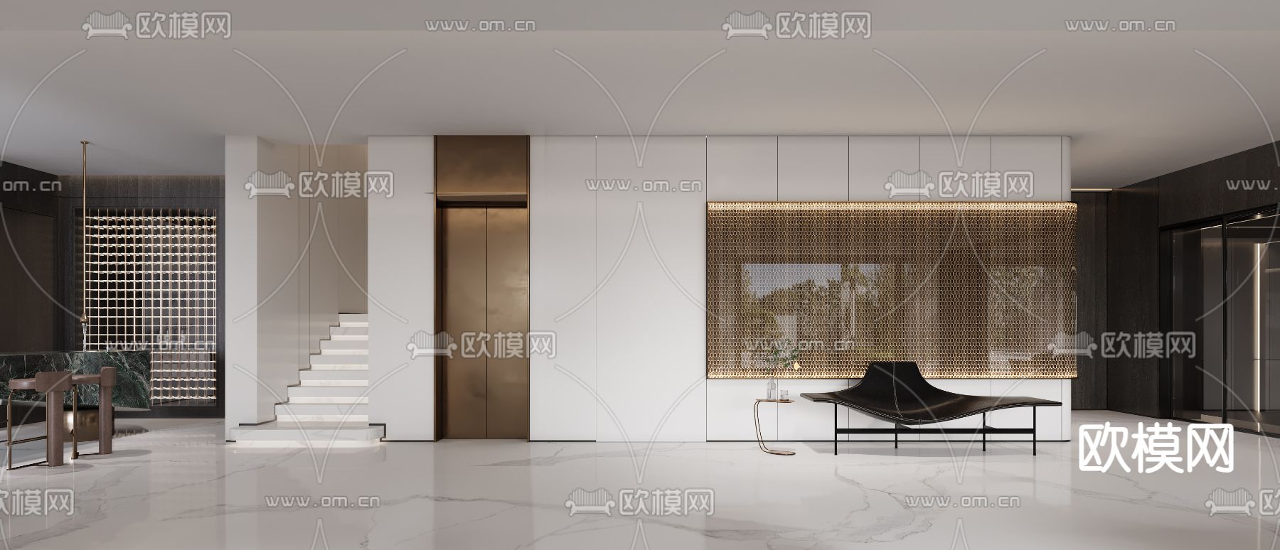轻奢地下室 休闲室 品茶室3d模型下载（渲染图2）