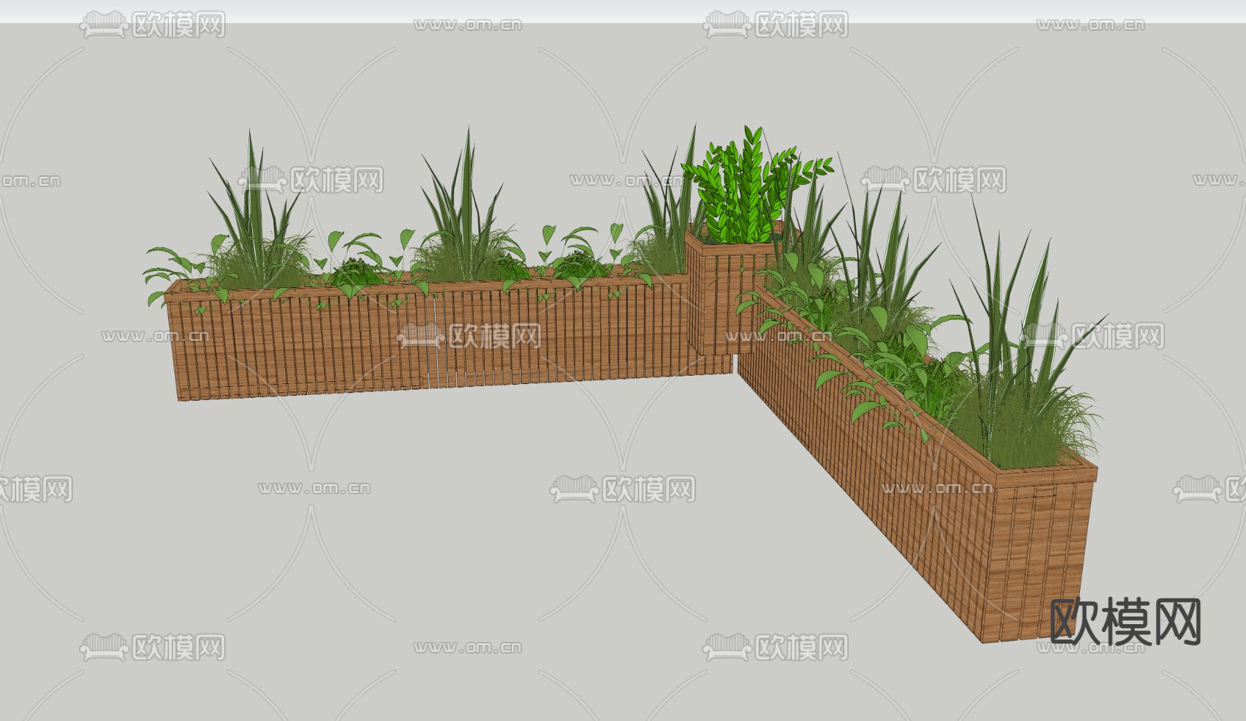 绿植花箱 花槽su模型下载（渲染图1）