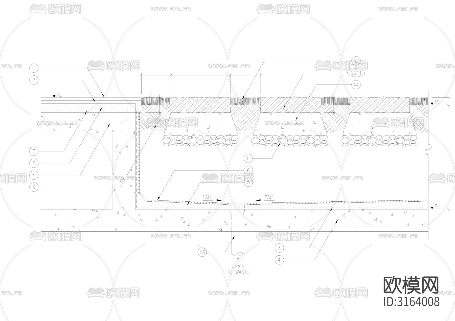 消防通道 园路栈道样图cad图库下载（渲染图4）