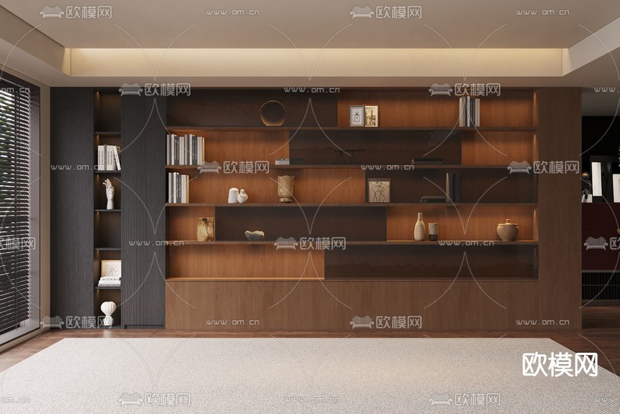 侘寂书柜 陈列柜3d模型下载