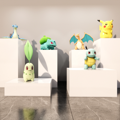  宝可梦卡通 潮玩 雕塑摆件su模型 