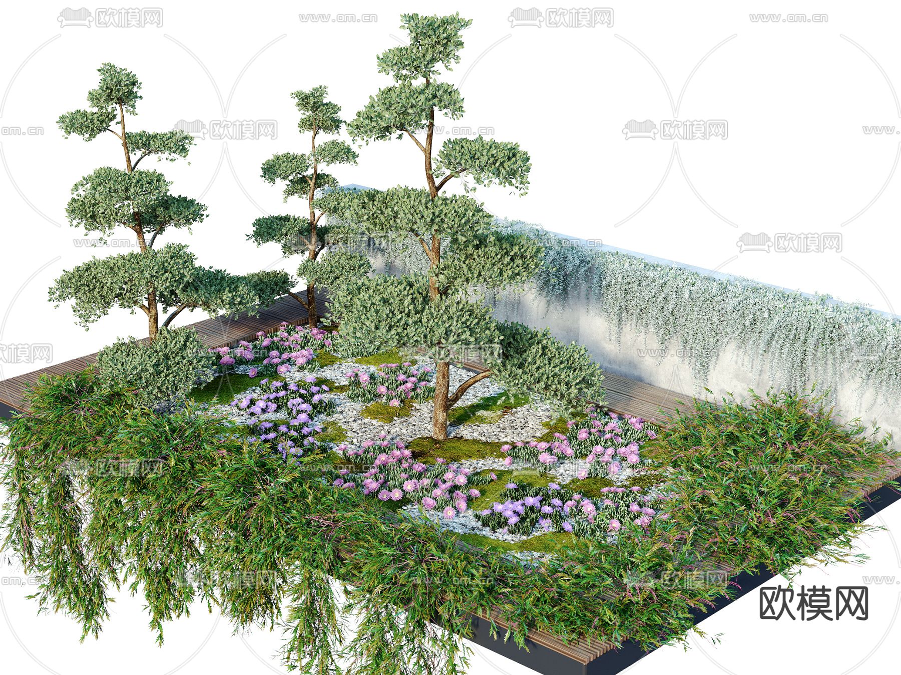 现代花坛 树池 植物堆3d模型下载