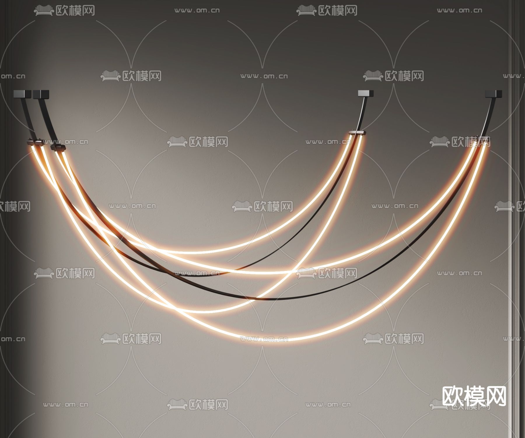 条形吊灯su模型下载（渲染图1）