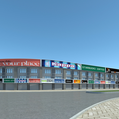  商业街 沿街商铺su模型 