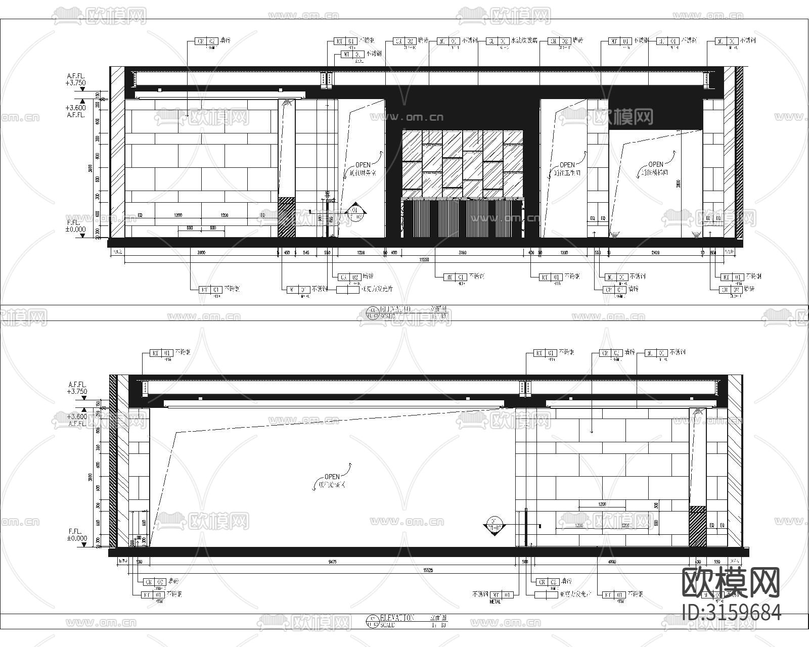 销售楼 销售中心cad施工图下载（渲染图4）
