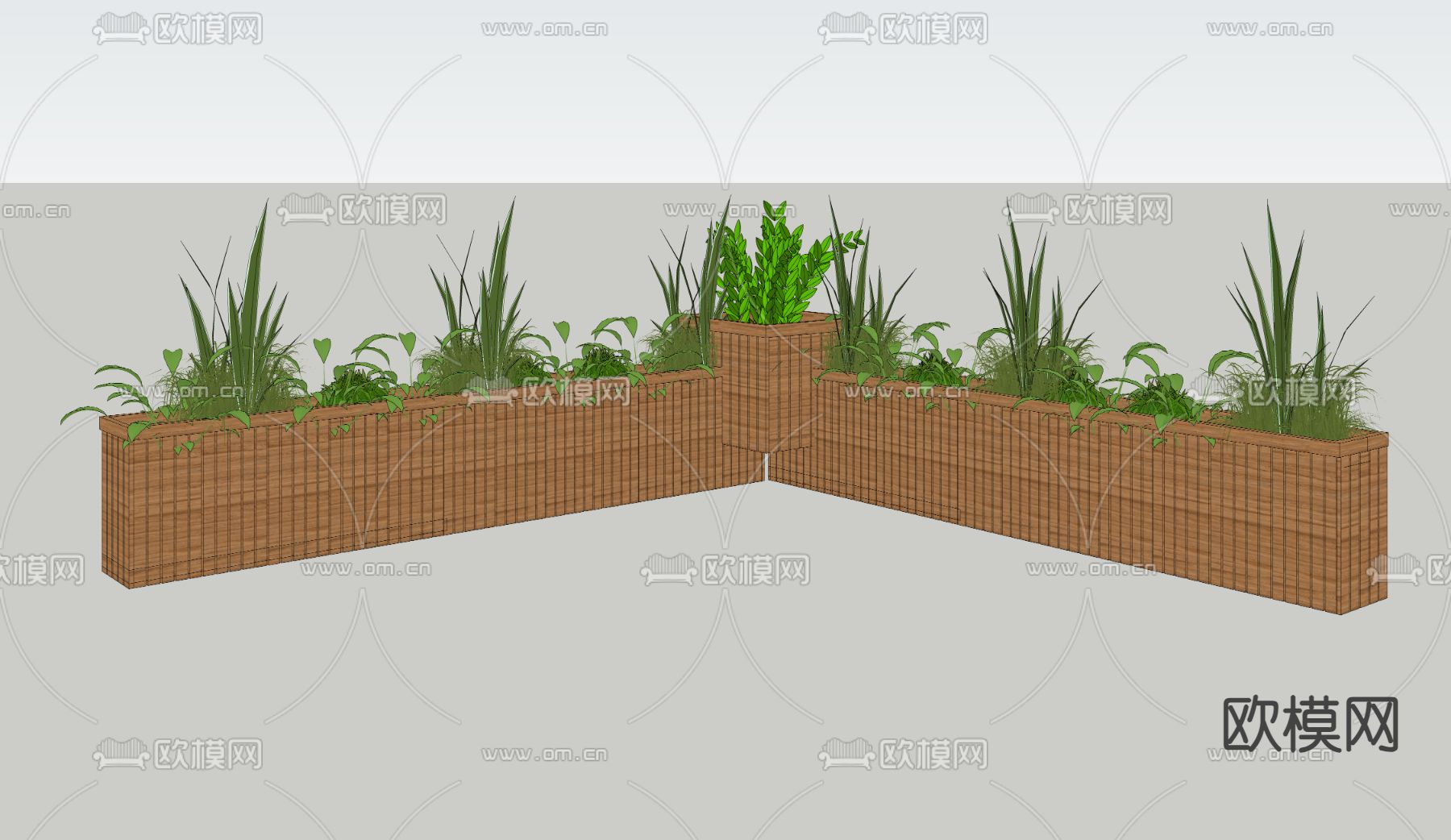 绿植花箱 花槽su模型下载（渲染图2）