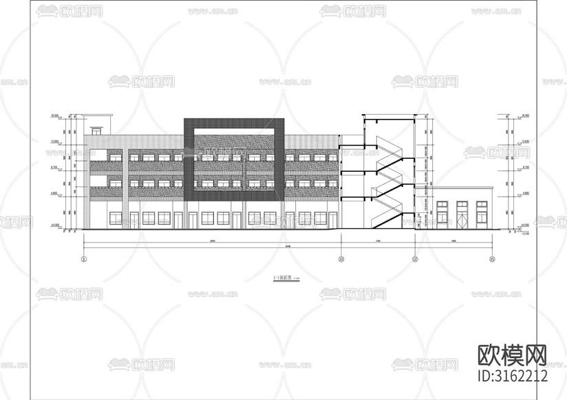 中心幼兒園建筑cad施工圖下載(渲染圖1)