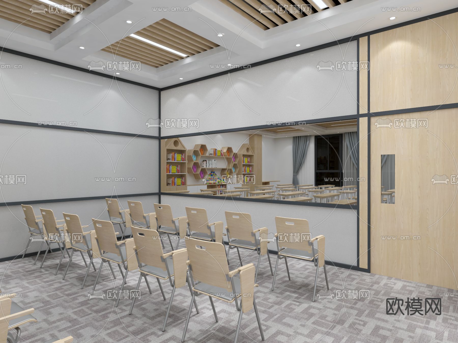 学校教室 课堂3d模型下载（渲染图3）