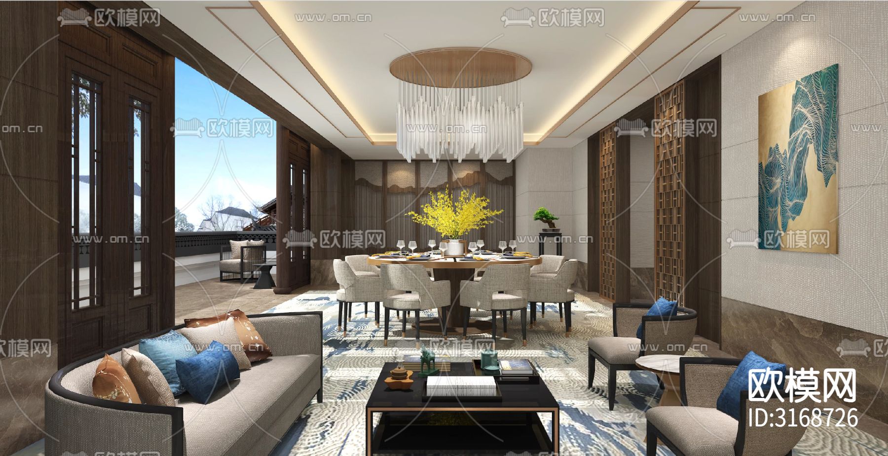 现代轻奢售楼处cad施工图下载（渲染图9）