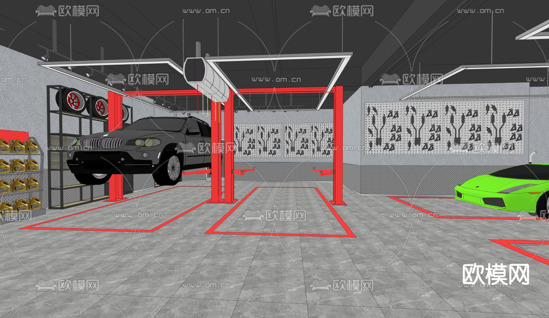 汽修店 修车店su模型下载（渲染图3）