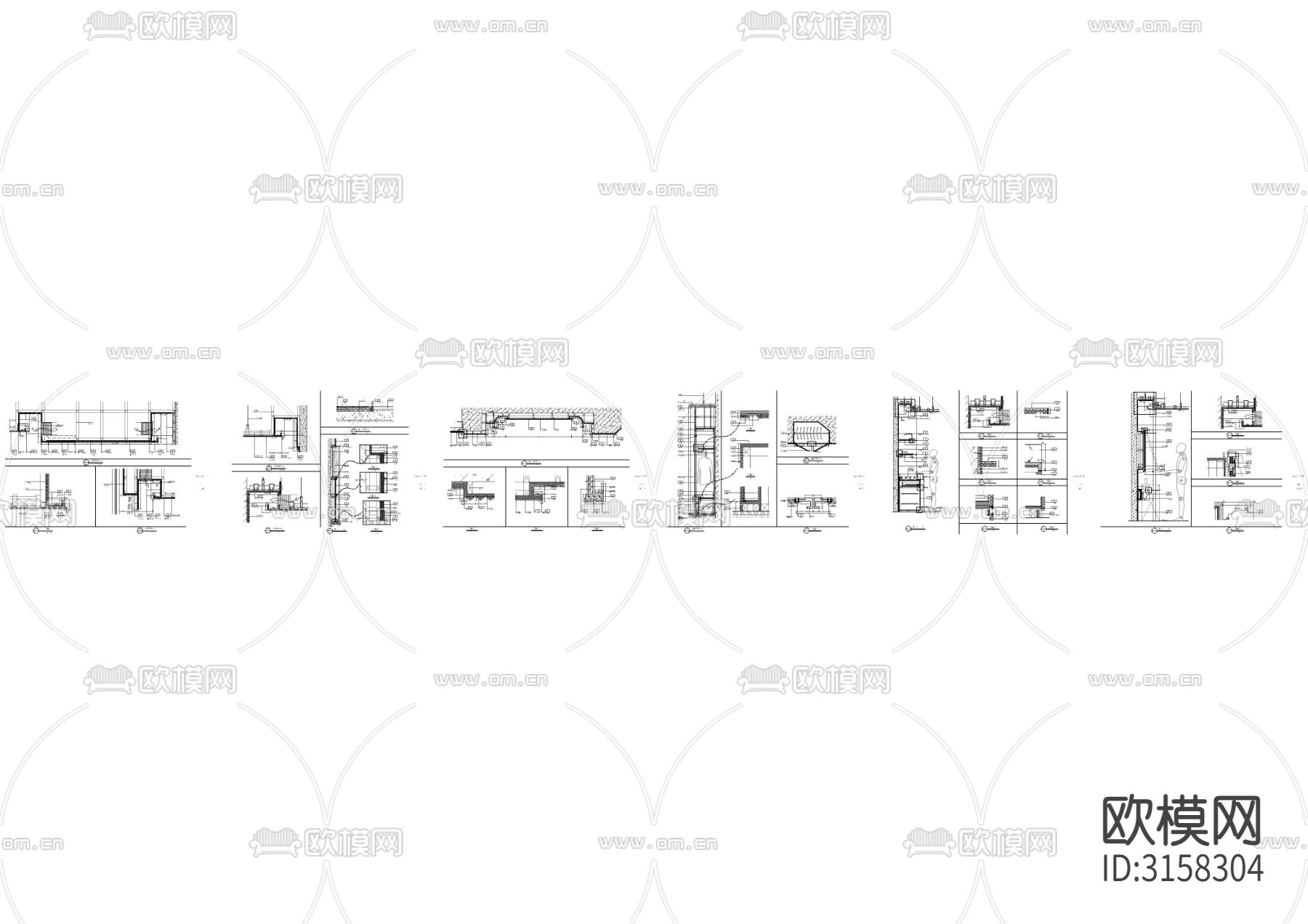 包间餐厅墙身cad大样图下载（渲染图5）