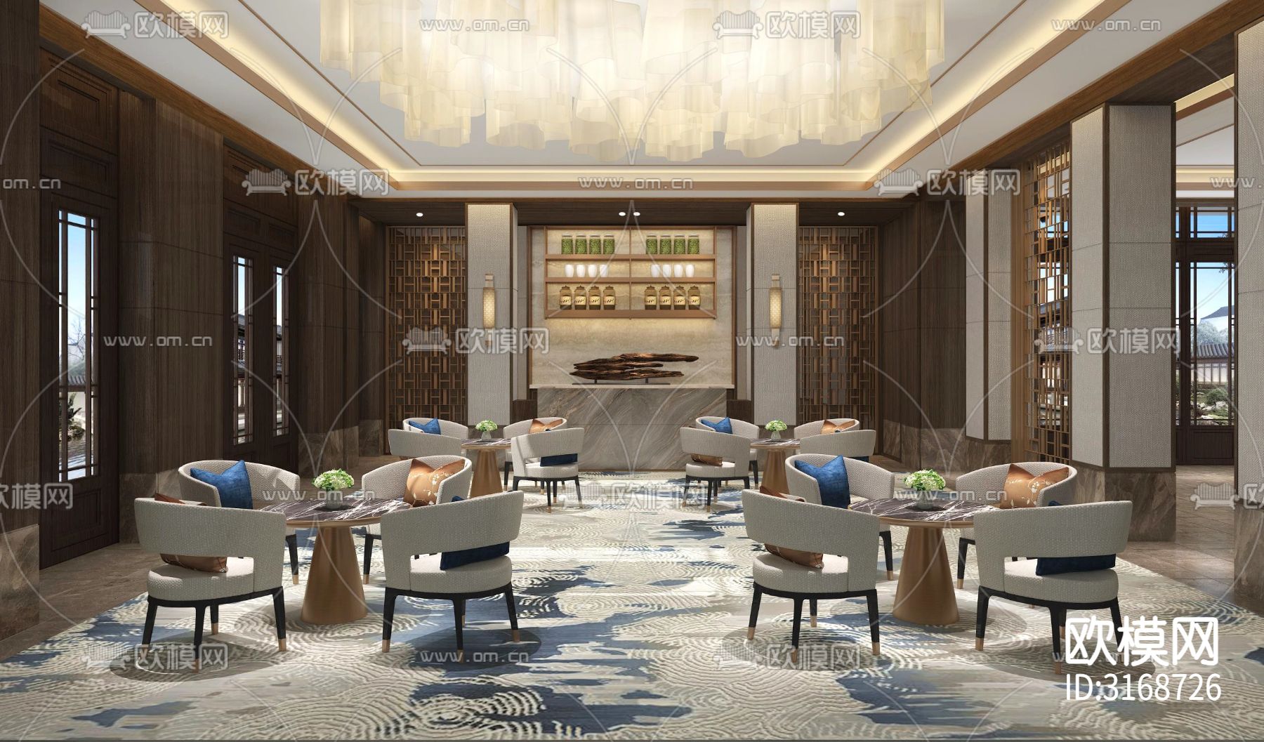 现代轻奢售楼处cad施工图下载（渲染图10）