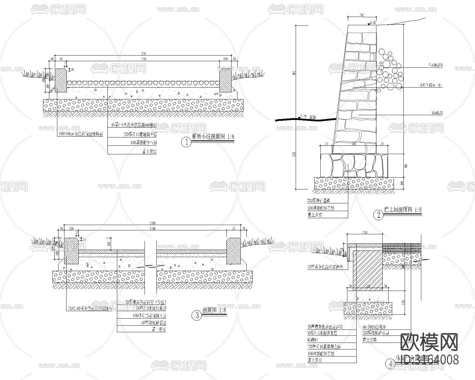 消防通道 园路栈道样图cad图库下载（渲染图6）