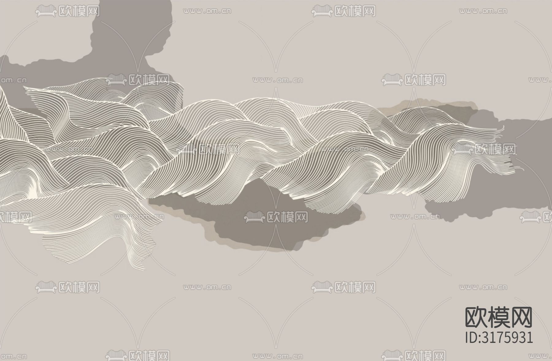 新中式抽象装饰壁画贴图下载