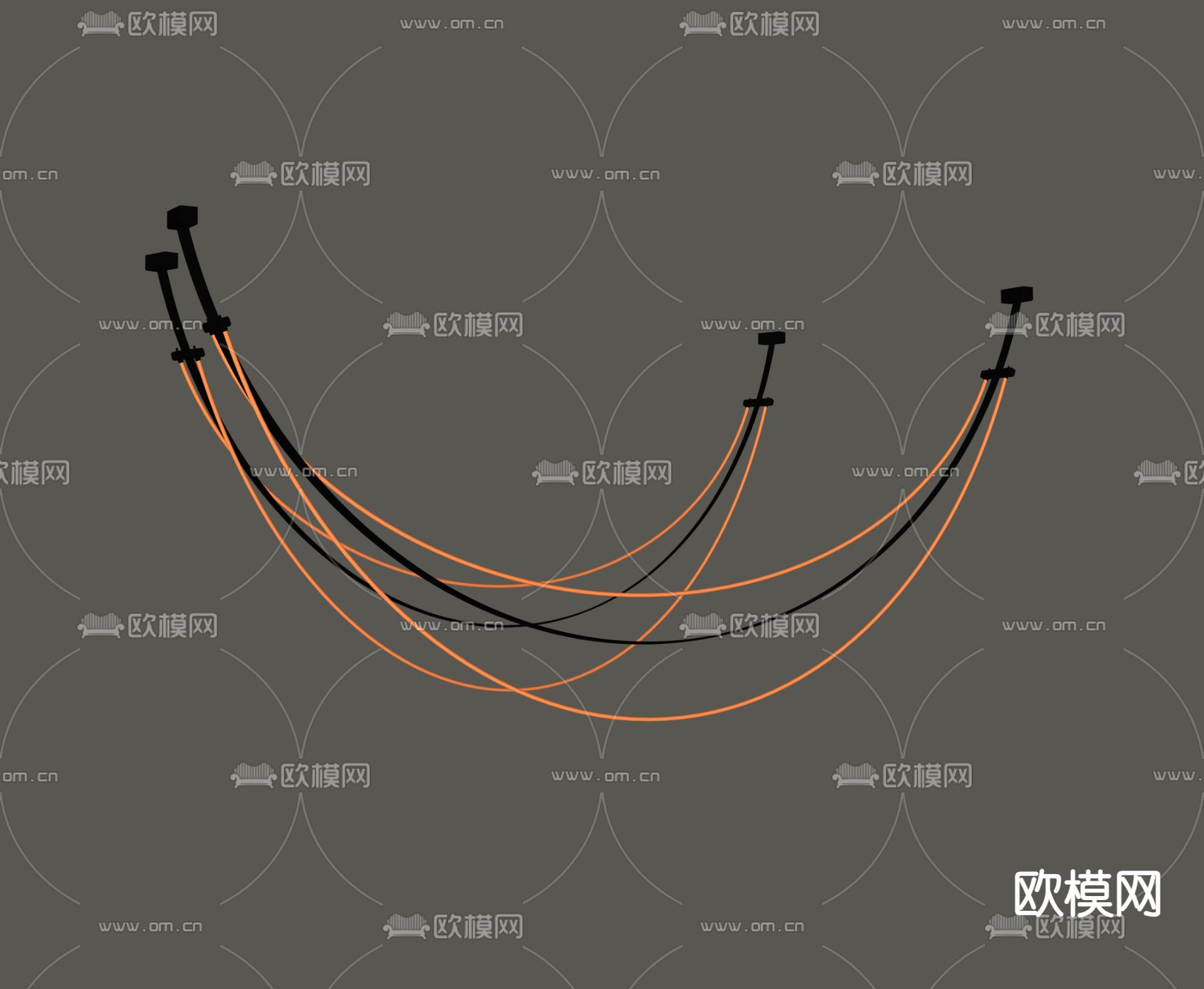 条形吊灯su模型下载（渲染图2）