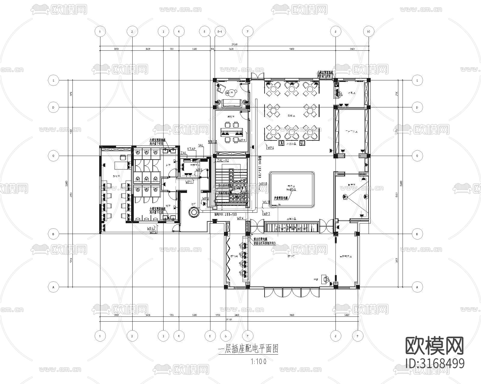 售楼部水电cad施工图下载（渲染图3）