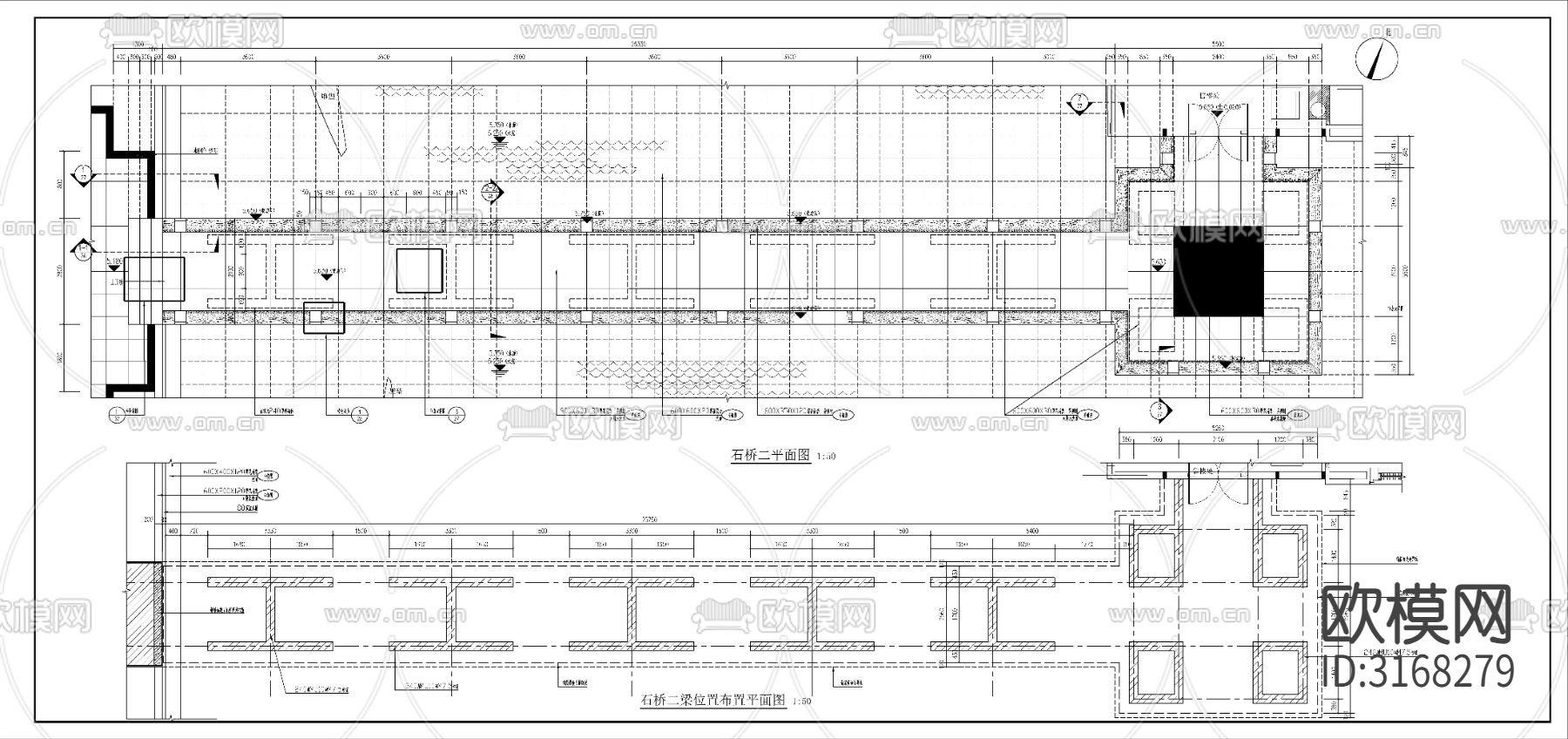 景观石桥cad大样图下载（渲染图4）