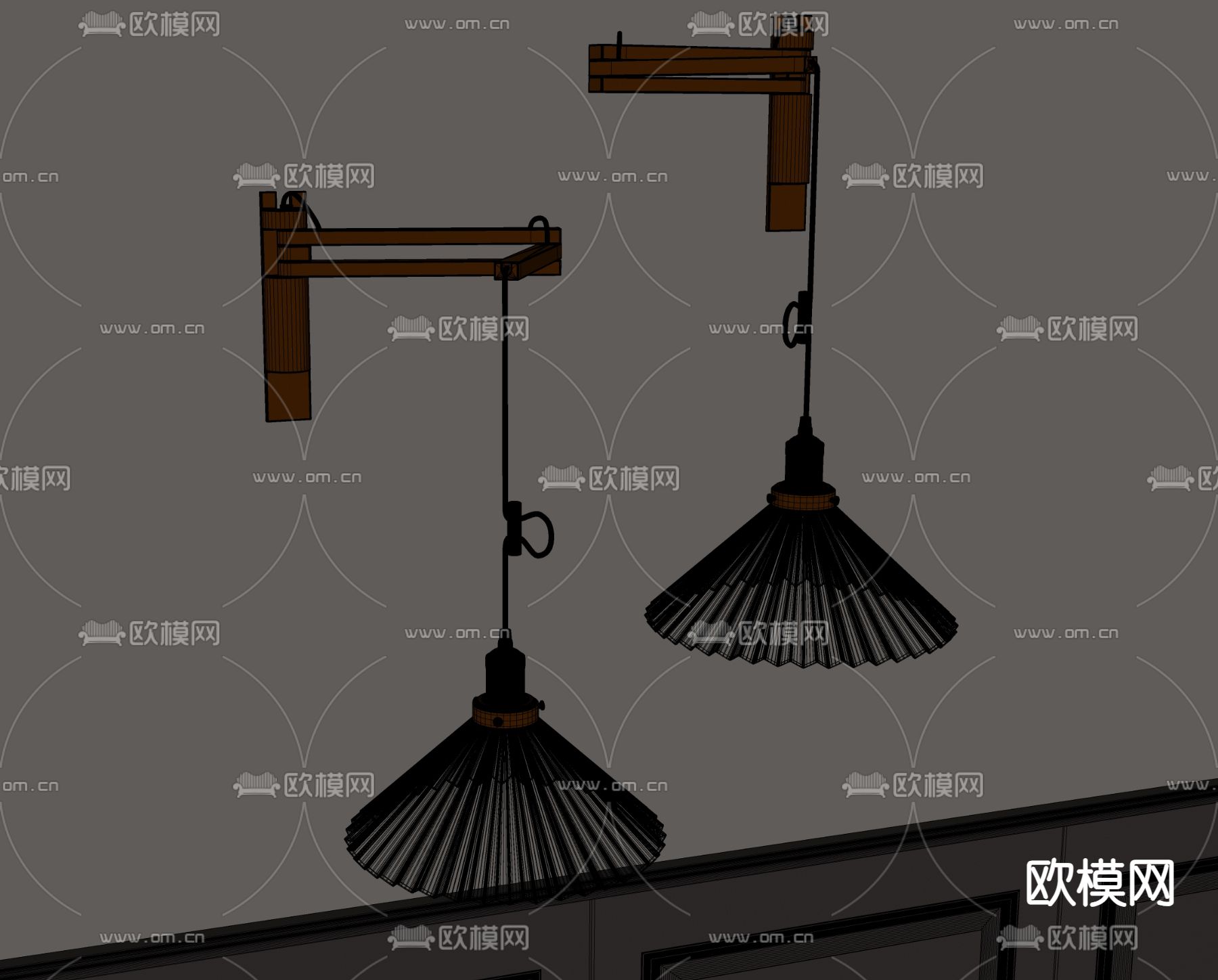 中古风壁灯su模型下载（渲染图1）