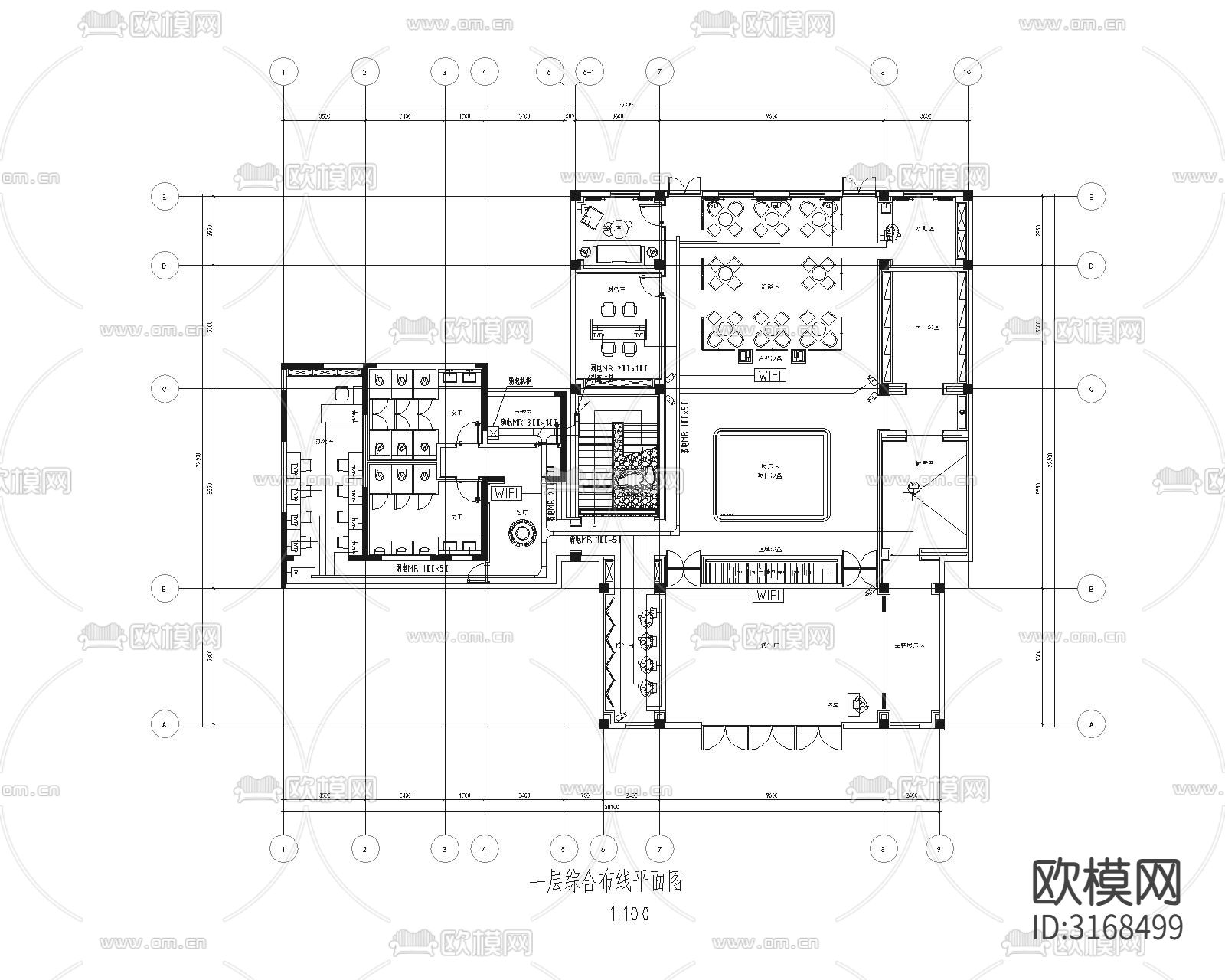 售楼部水电cad施工图下载（渲染图4）