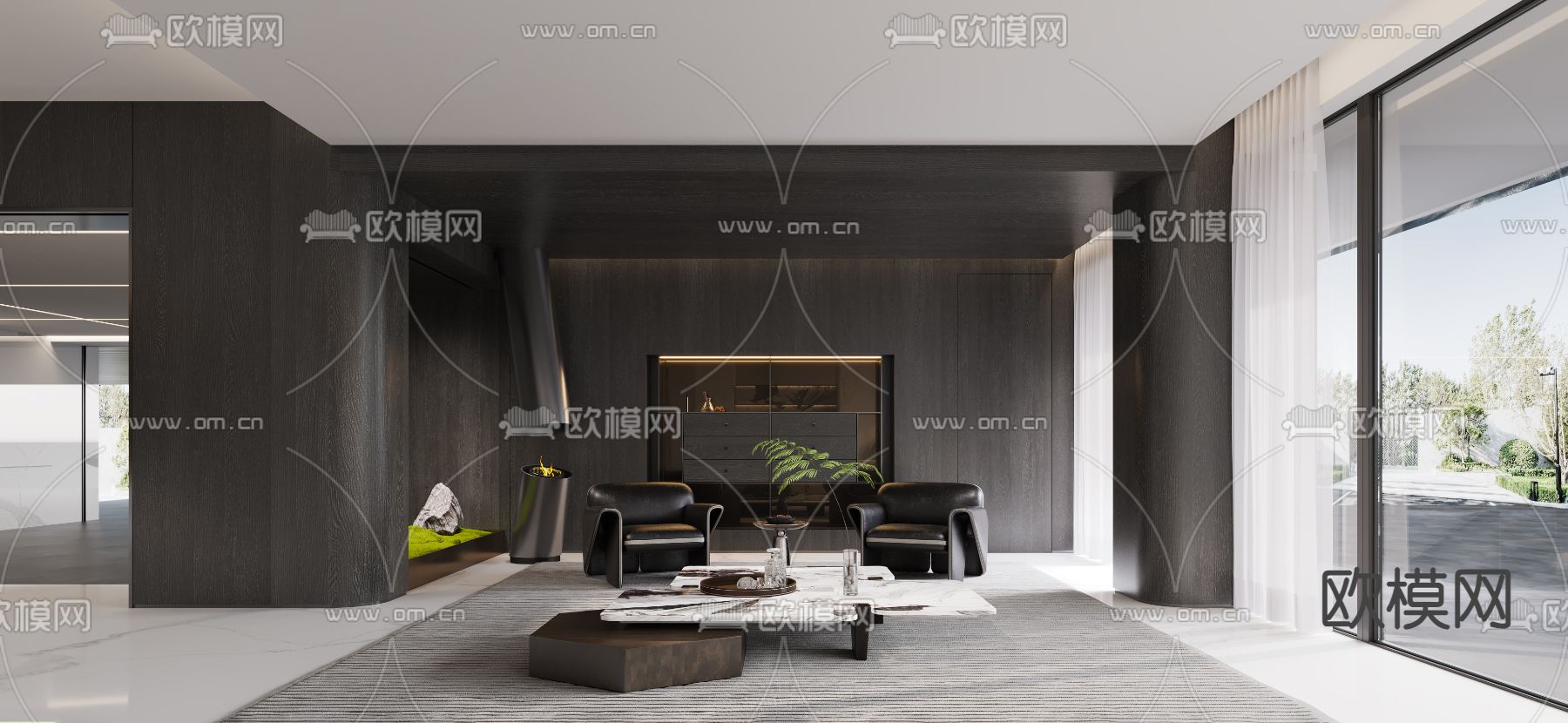 轻奢地下室 休闲室 品茶室3d模型下载（渲染图4）