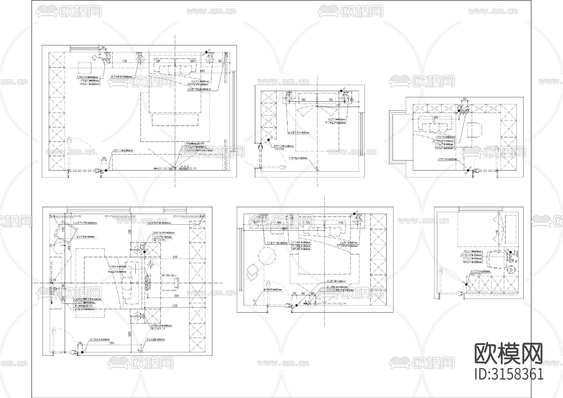 全屋电气插座大全cad施工图下载（渲染图3）
