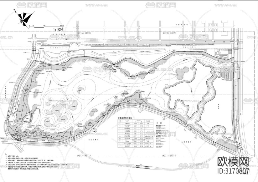 園林濱湖文化公園景觀cad施工圖下載(渲染圖1)