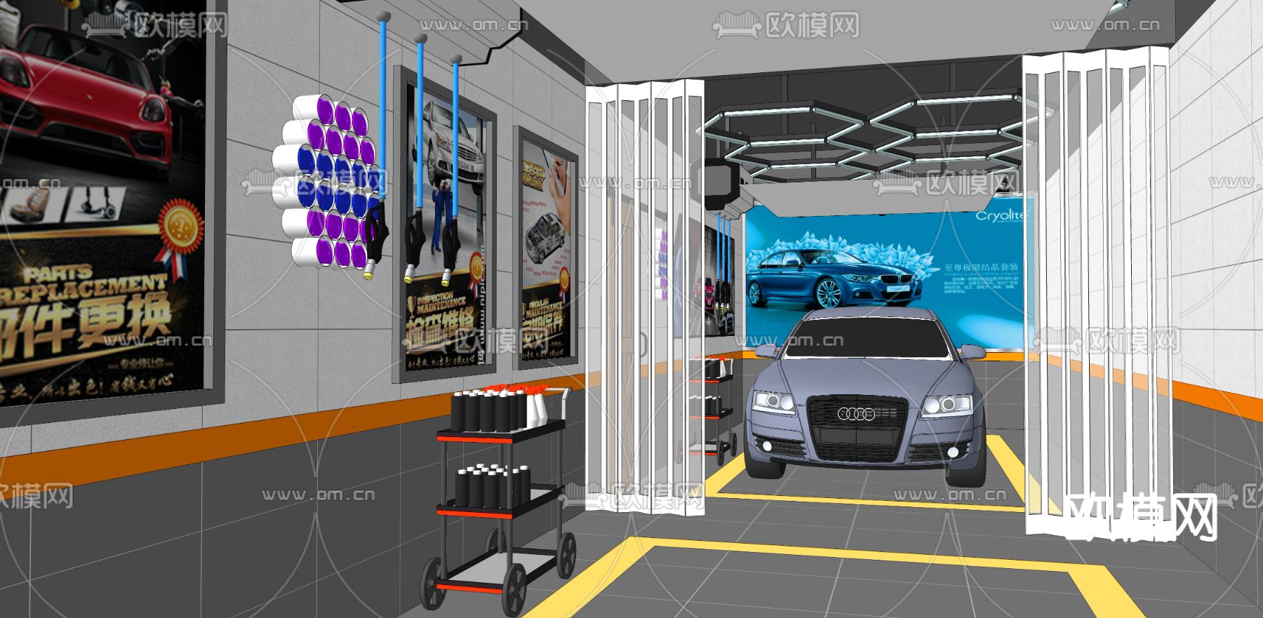 马牌轮胎店 汽修店su模型下载（渲染图3）