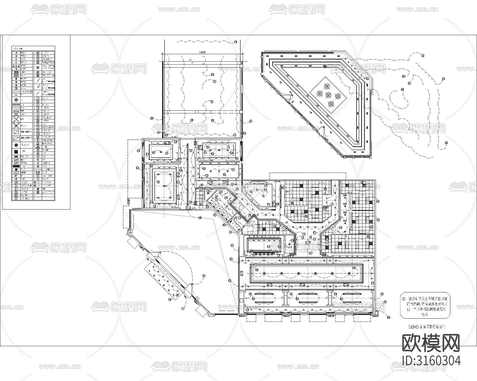 销售楼 销售中心cad施工图下载（渲染图3）