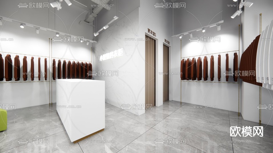 现代服装店su模型下载(渲染图3)