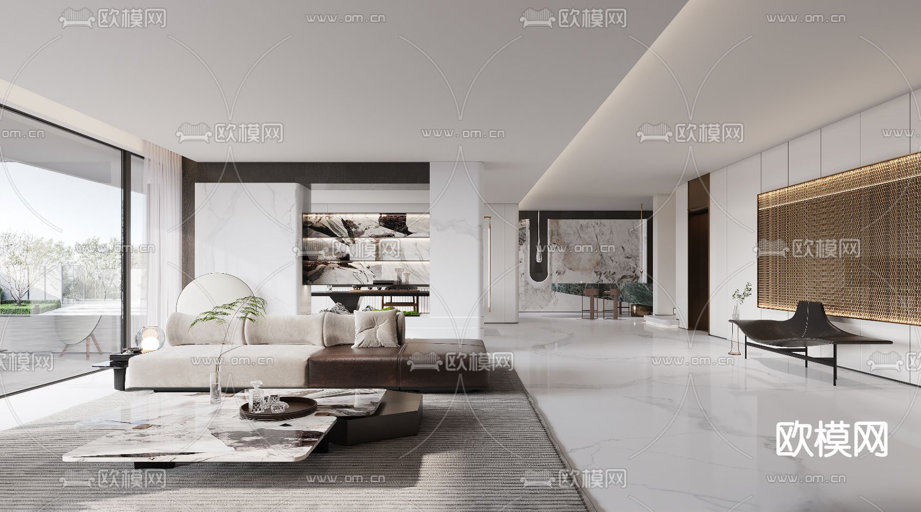 轻奢地下室 休闲室 品茶室3d模型下载（渲染图3）