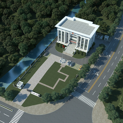  现代办公楼 法院 综合楼 写字楼鸟瞰su模型 