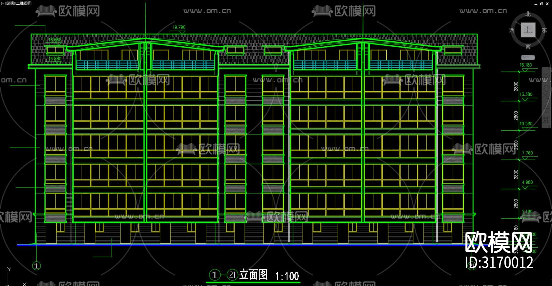 住宅区建筑 住宅区 居住建筑cad施工图下载（渲染图4）