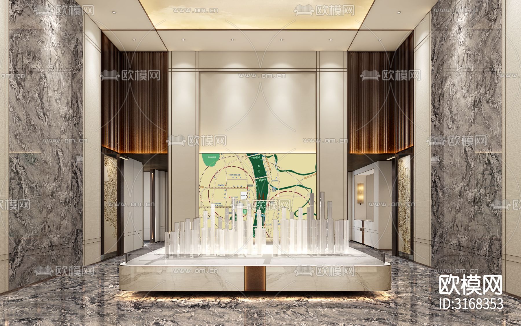 现代轻奢售楼部cad施工图下载（渲染图9）