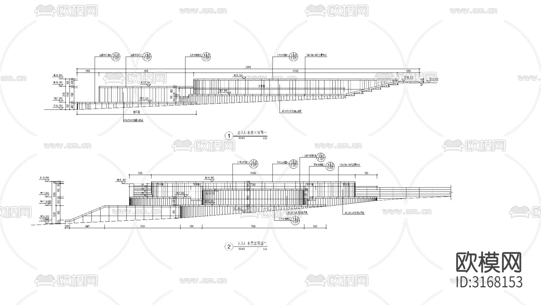 现代镜面水景 小景造景cad大样图下载（渲染图2）