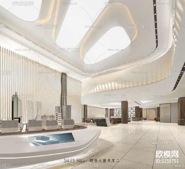 深圳營銷中心cad施工圖下載(渲染圖3)