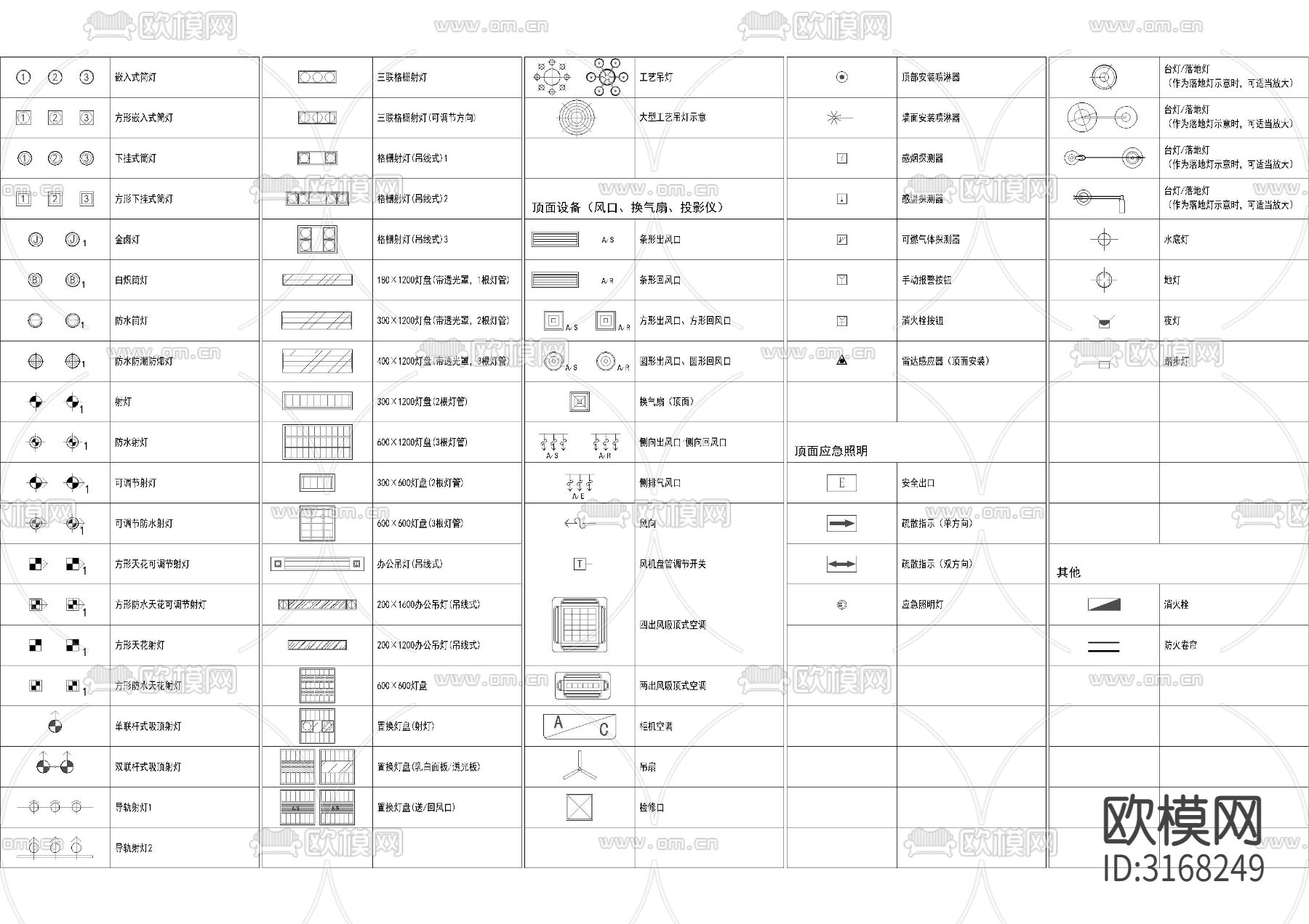 工装餐饮图例图标cad图库下载（渲染图1）
