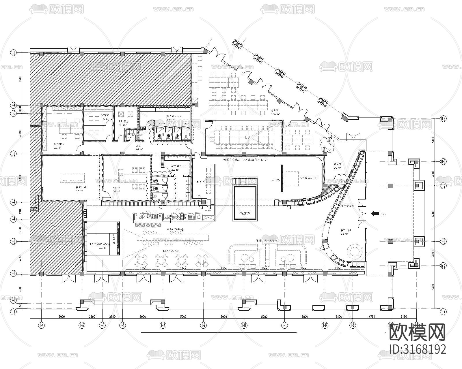现代轻奢售楼处cad施工图下载（渲染图2）