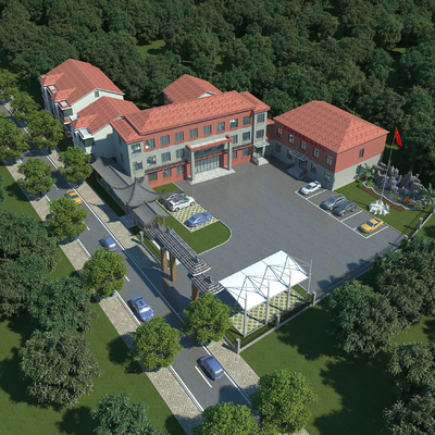  办公楼 综合楼 写字楼 办事处鸟瞰su模型 