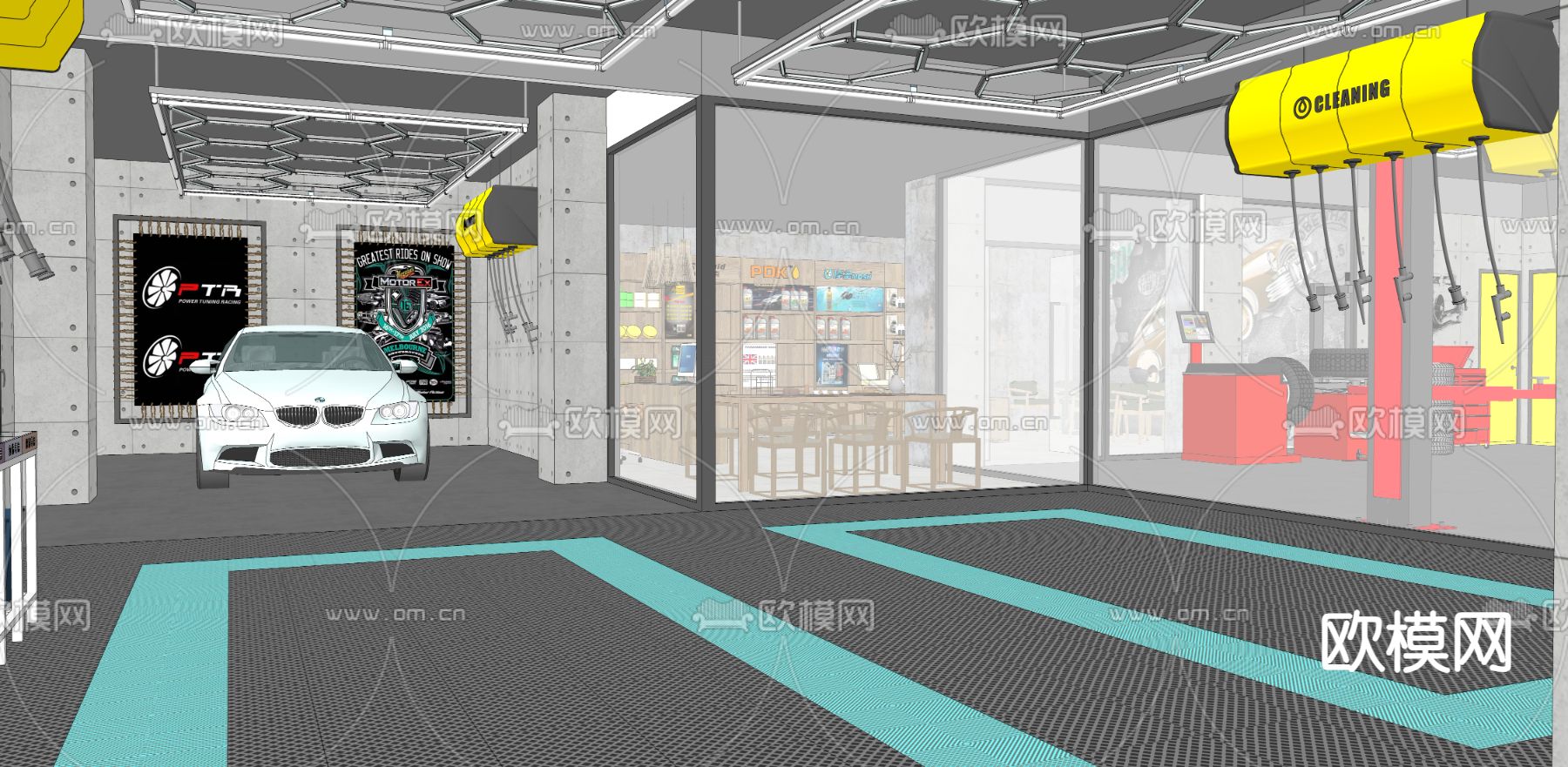 工业风汽修店su模型下载（渲染图3）