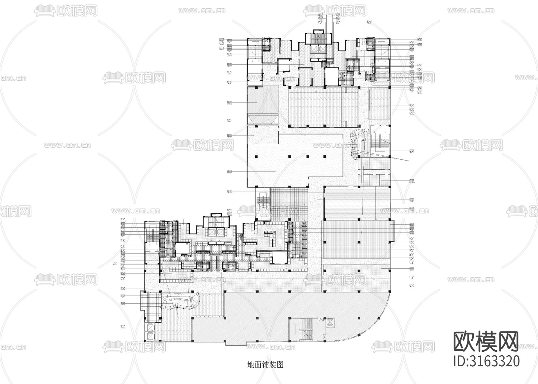 3320㎡健身房 健身中心cad施工图下载（渲染图2）