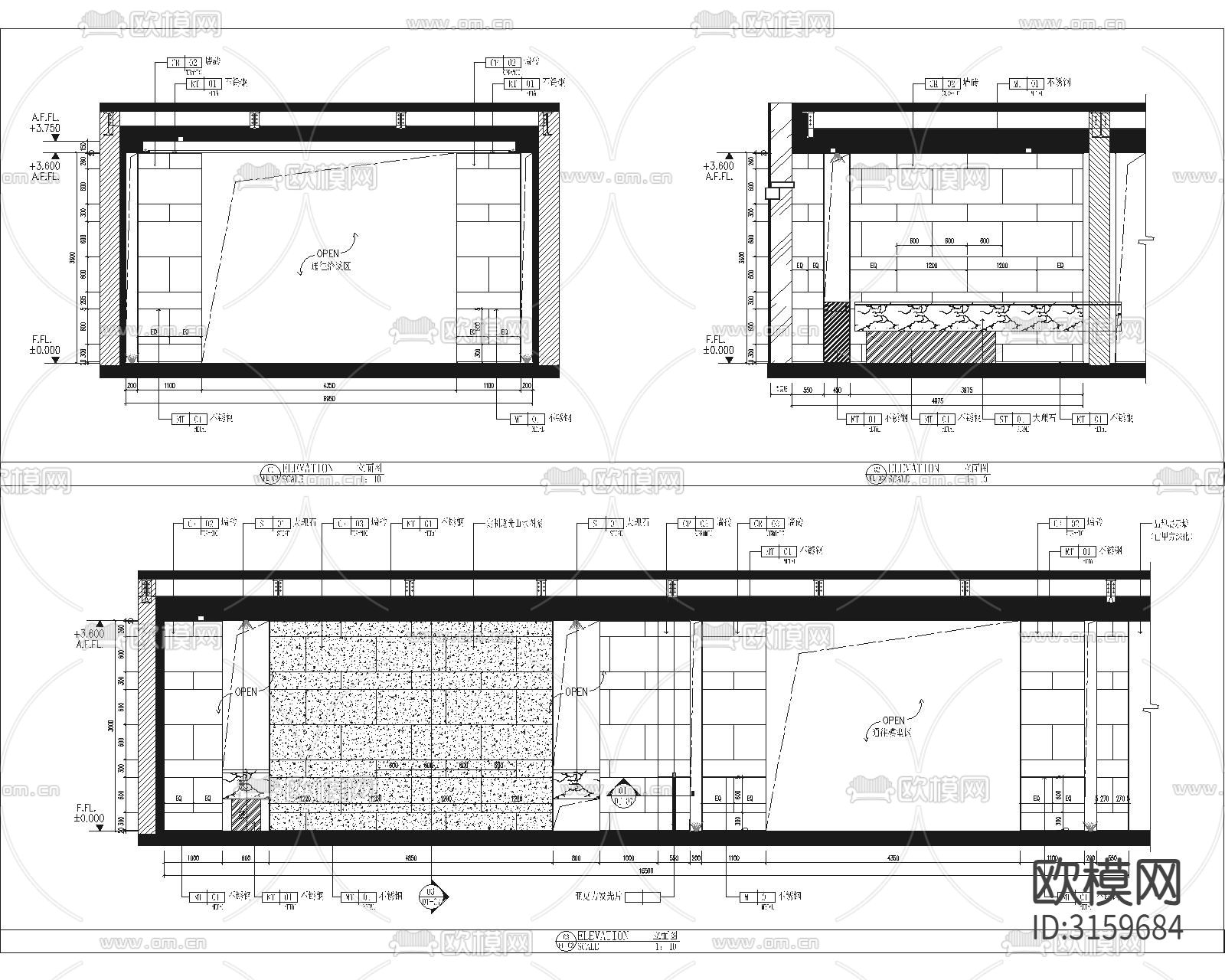 销售楼 销售中心cad施工图下载（渲染图5）
