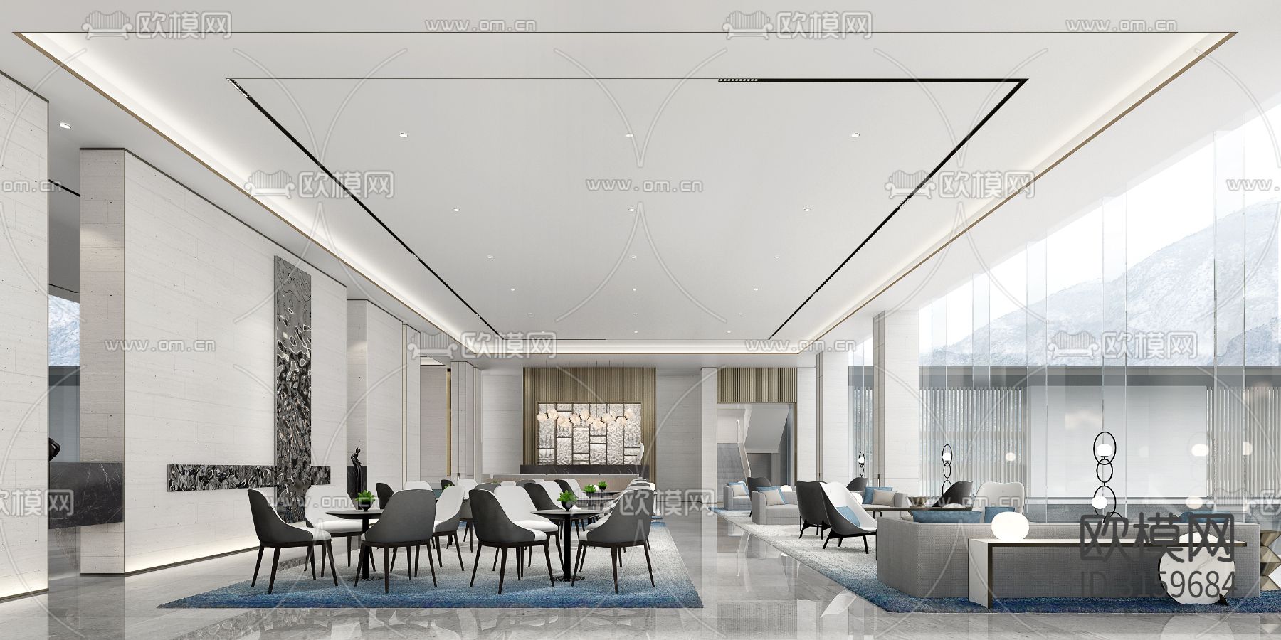 销售楼 销售中心cad施工图下载（渲染图7）