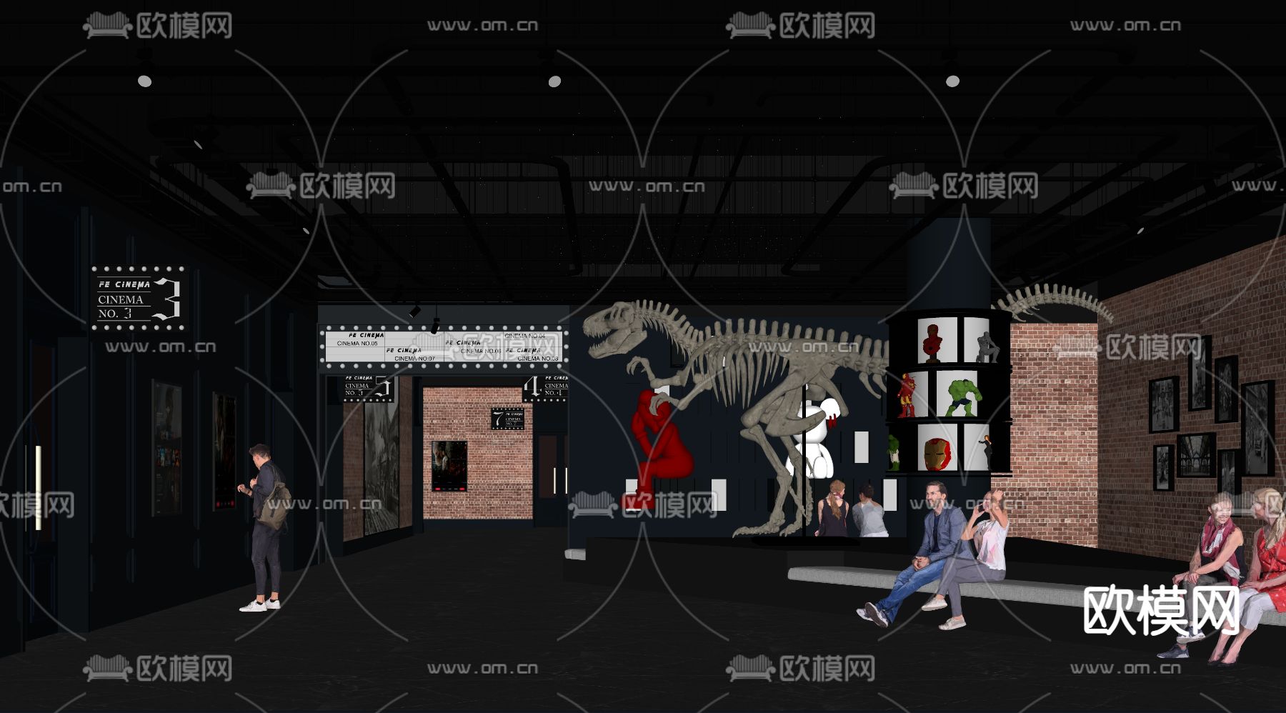 电影院休息区su模型下载（渲染图1）