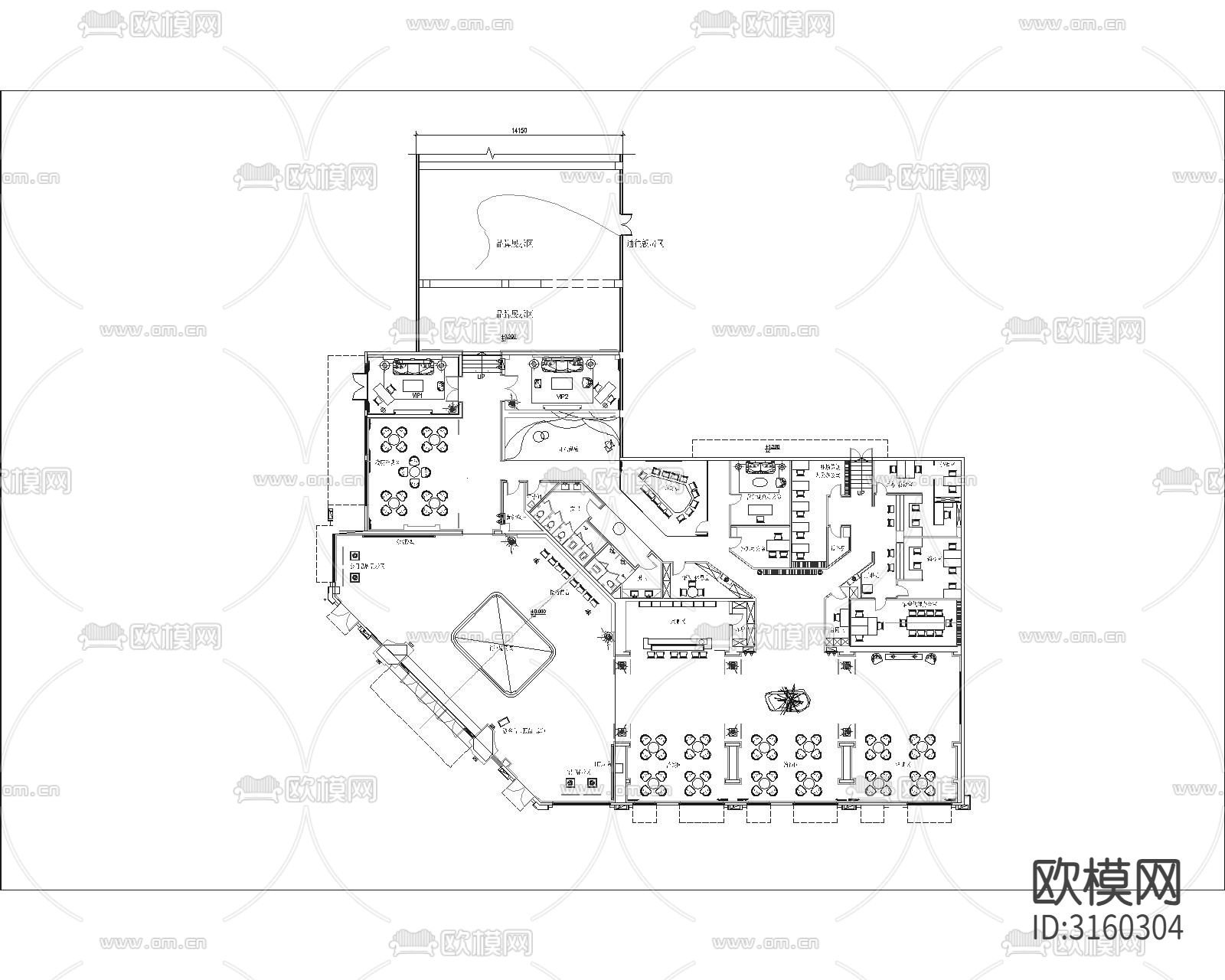 销售楼 销售中心cad施工图下载（渲染图2）