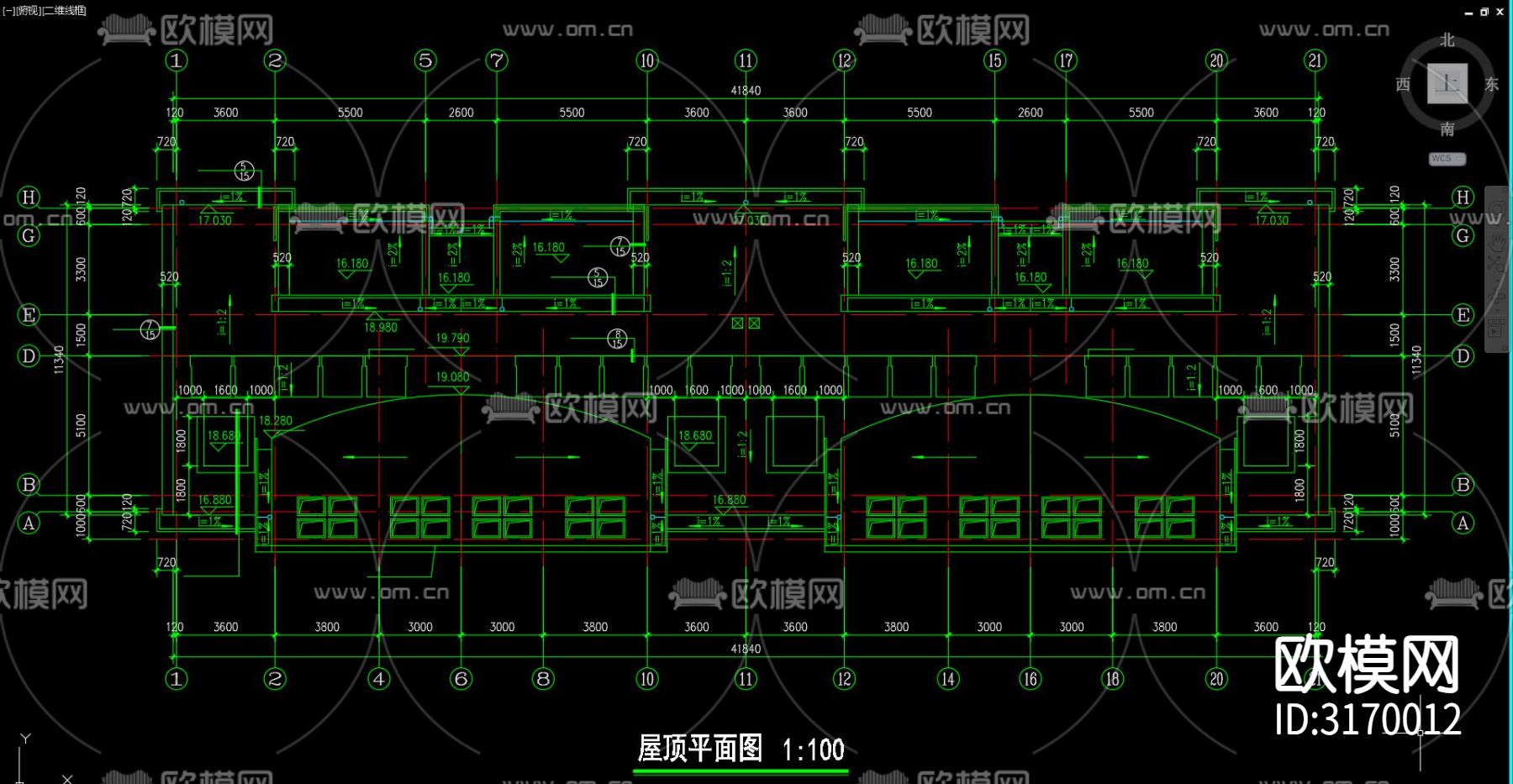 住宅区建筑 住宅区 居住建筑cad施工图下载（渲染图2）
