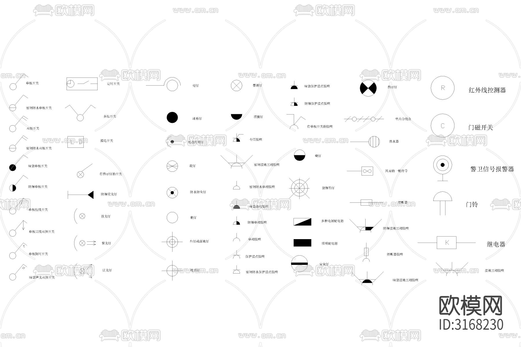精品开关面板cad图库下载（渲染图3）