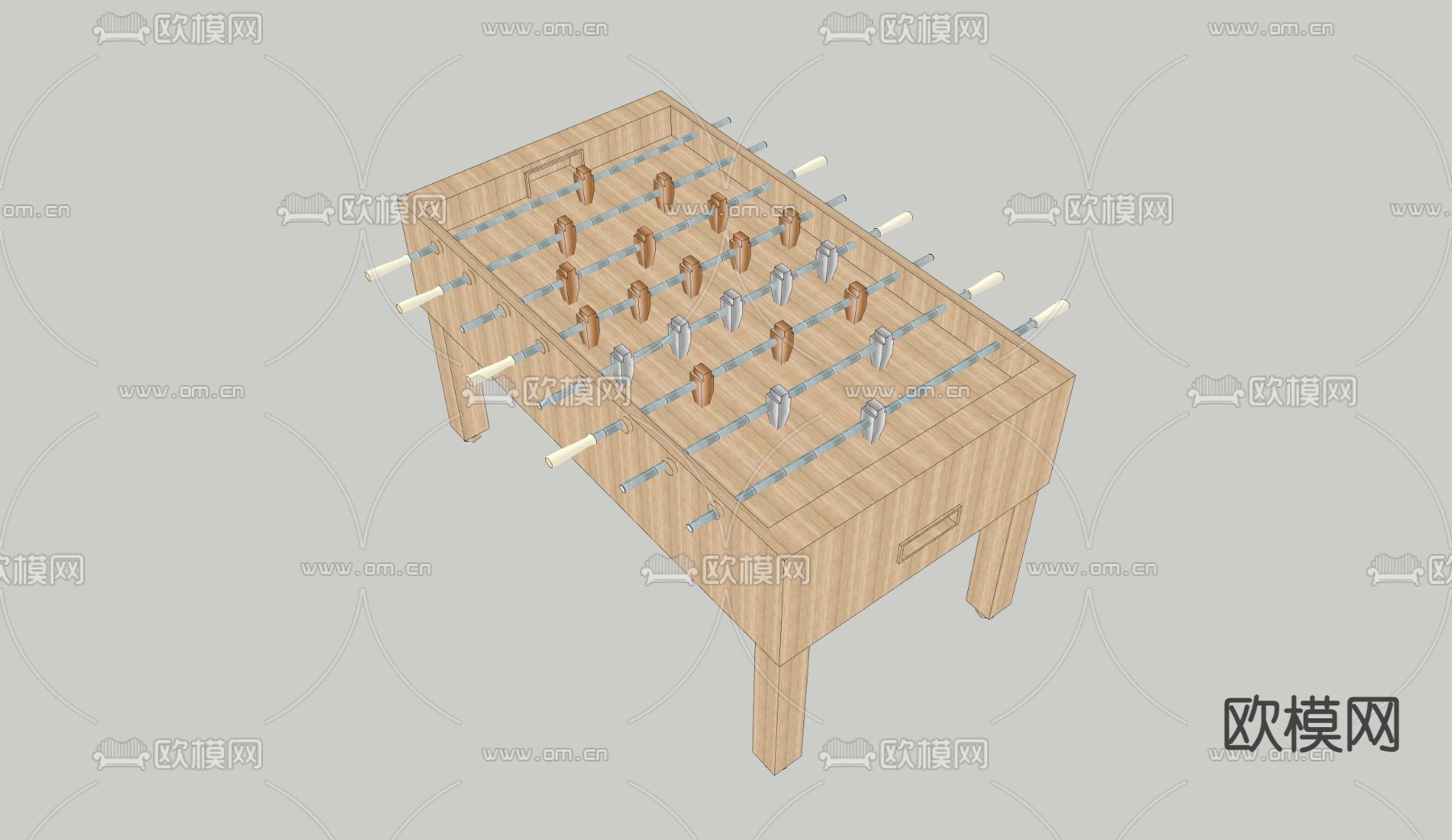 双人足球桌su模型下载（渲染图2）