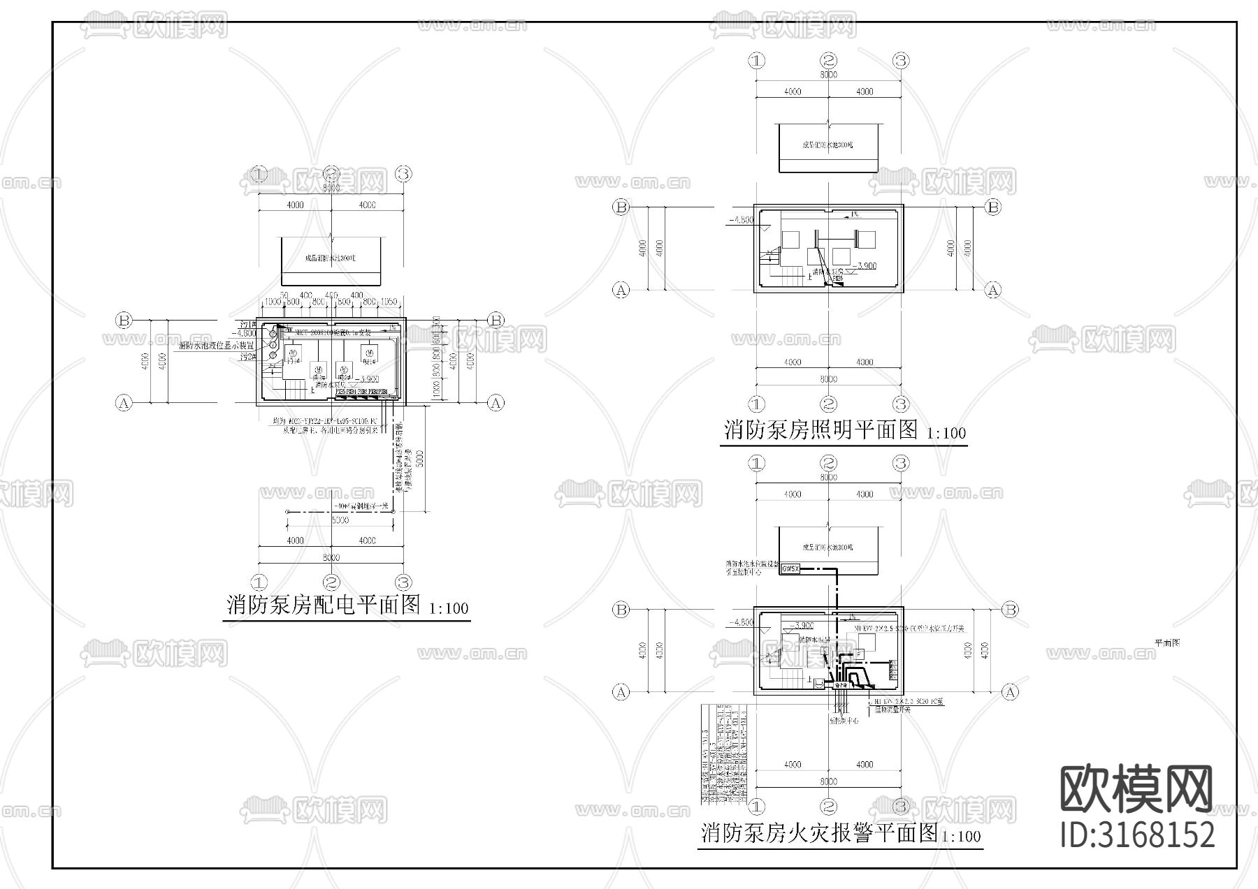 幼儿园泵房电cad施工图下载（渲染图3）