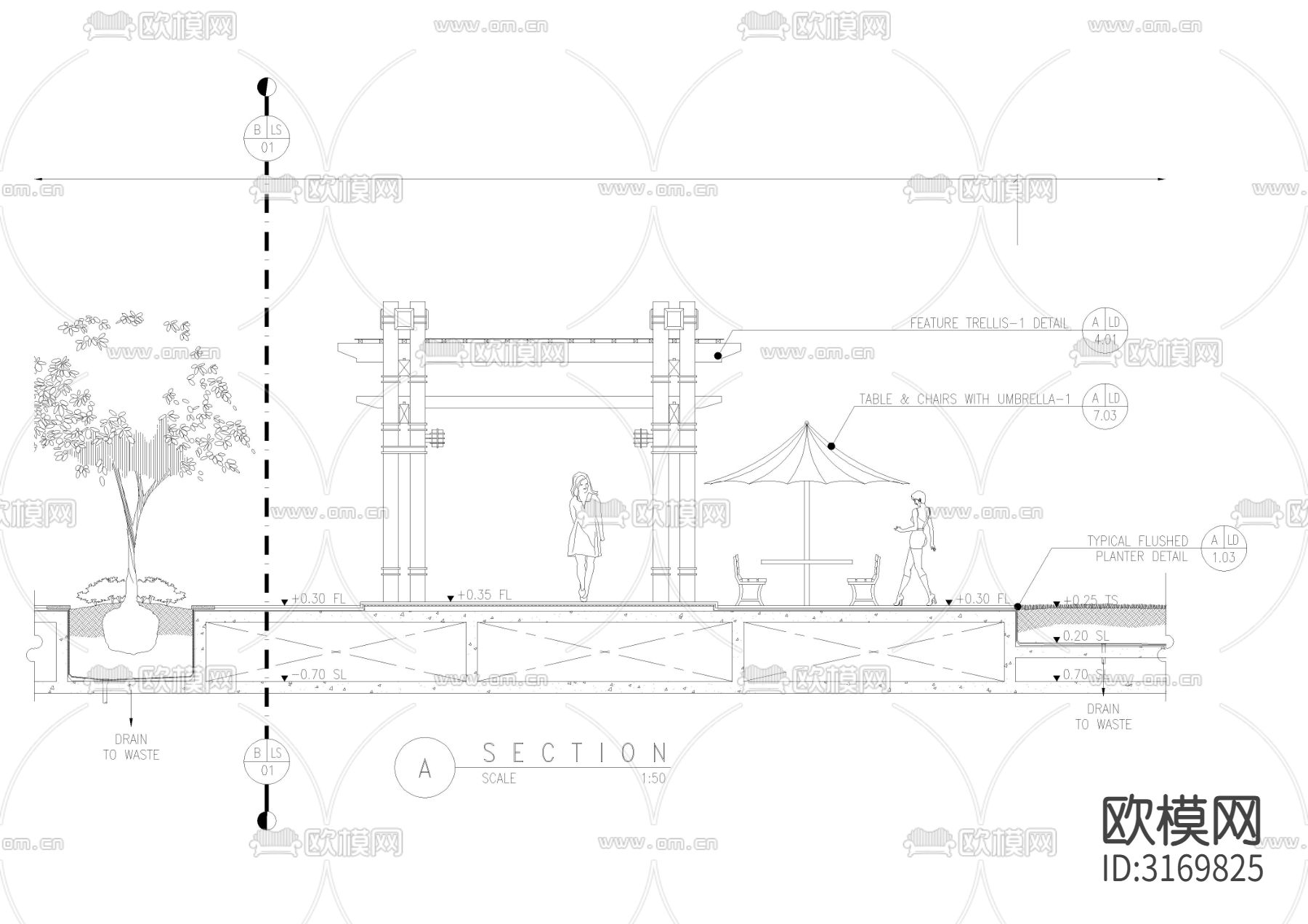 喷水涌泉详图剖面图cad图库下载（渲染图7）