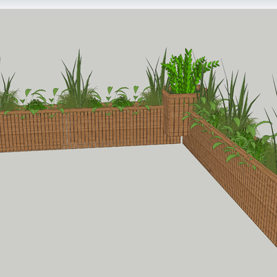  绿植花箱 花槽su模型 